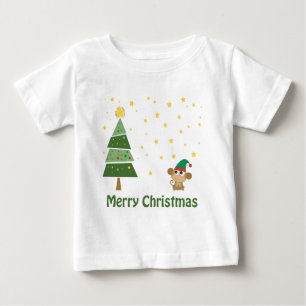 Night Christmas Scene with Cute Monkey Baby T-Shirt