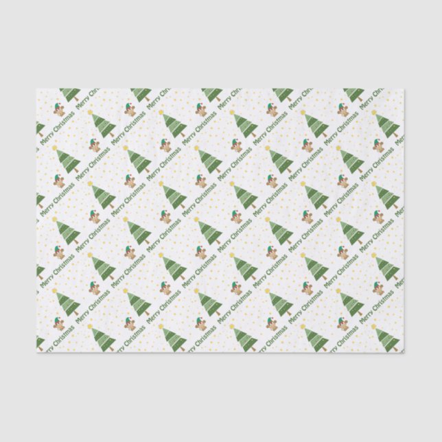 Night Christmas Scene with Cute Monkey Tissue Paper (Front)