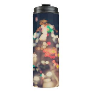 Night City: Retro Blurred Lights. Thermal Tumbler