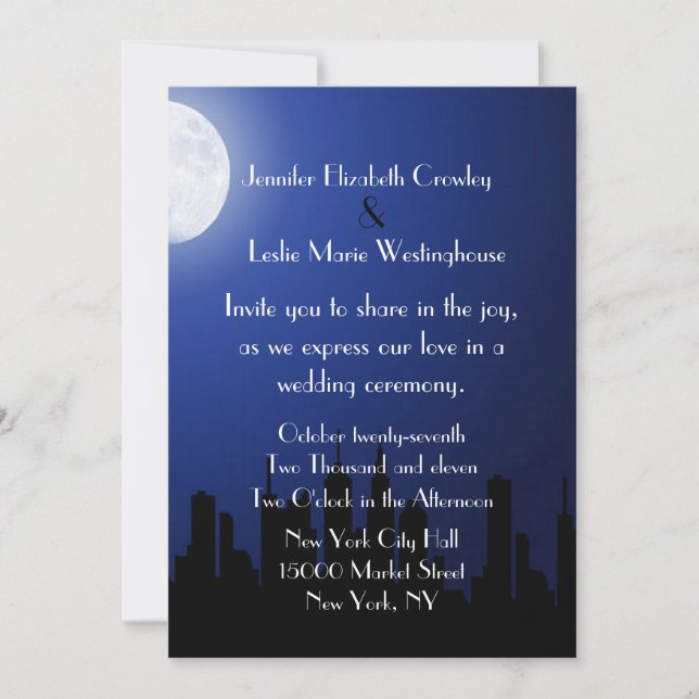Night City Scape Wedding Invitation (Front)