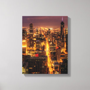 Night cityscape of Chicago Canvas Print