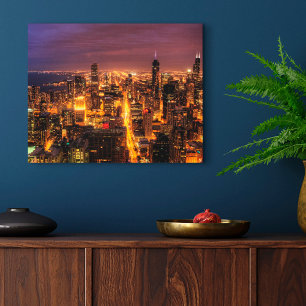 Night cityscape of Chicago Canvas Print