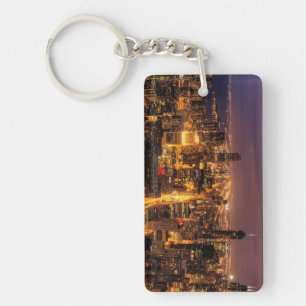 Night cityscape of Chicago Key Ring