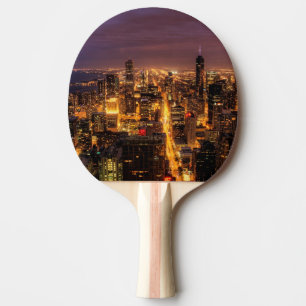 Night cityscape of Chicago Ping Pong Paddle