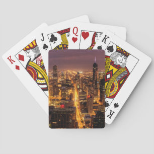 Night cityscape of Chicago Playing Cards