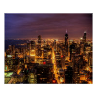 Night cityscape of Chicago