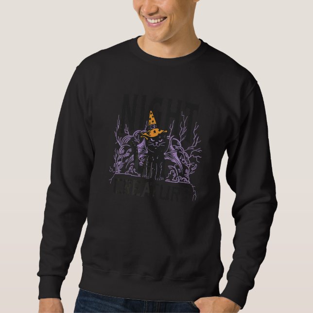 Night Creature Evil Black Cat with Wings   Sweatshirt (Front)