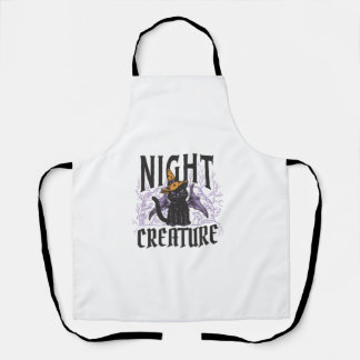 Night Creature Funny Halloween Cat   Apron
