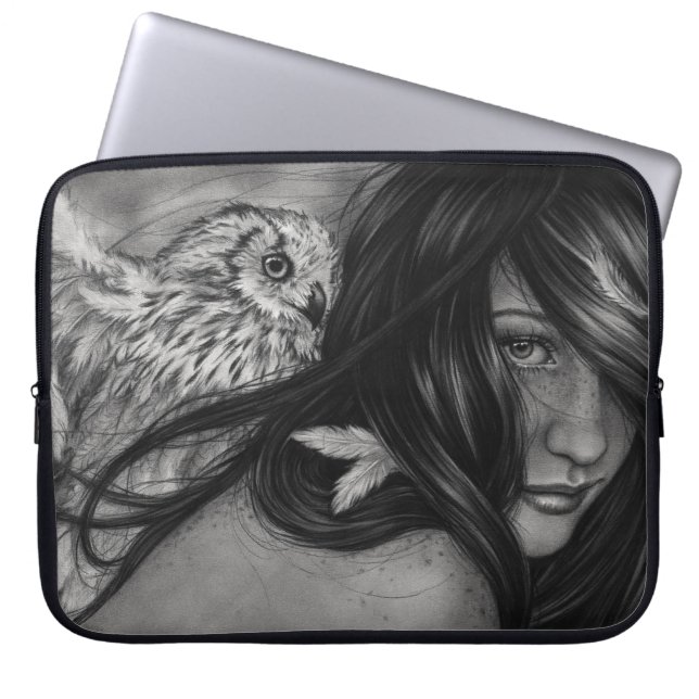 Night Creatures Owl Girl Laptop Sleeve (Front)