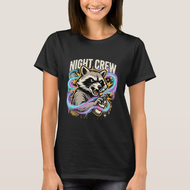 Night Crew Racoon Graffiti T-Shirt (Front)