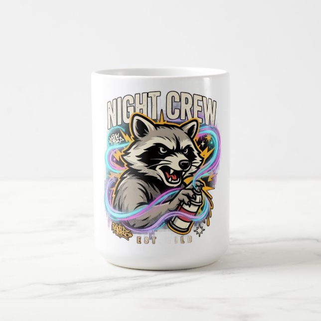 Night Crew Racoon Graffiti T-Shirt Coffee Mug (Center)