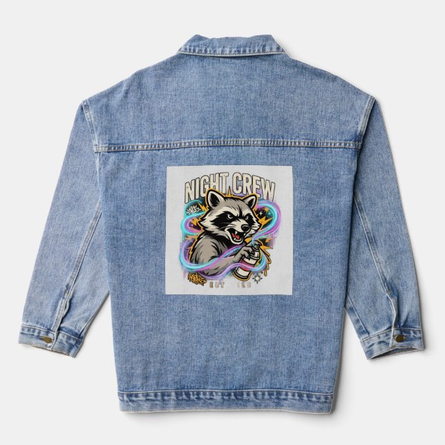 Night Crew Racoon Graffiti T-Shirt Denim Jacket (Back)