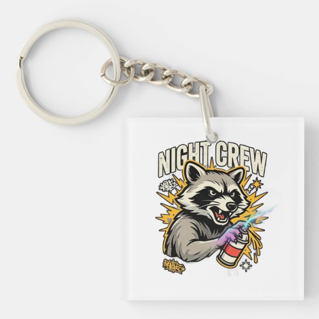 Night Crew Racoon Graffiti T-Shirt Key Ring (Front)