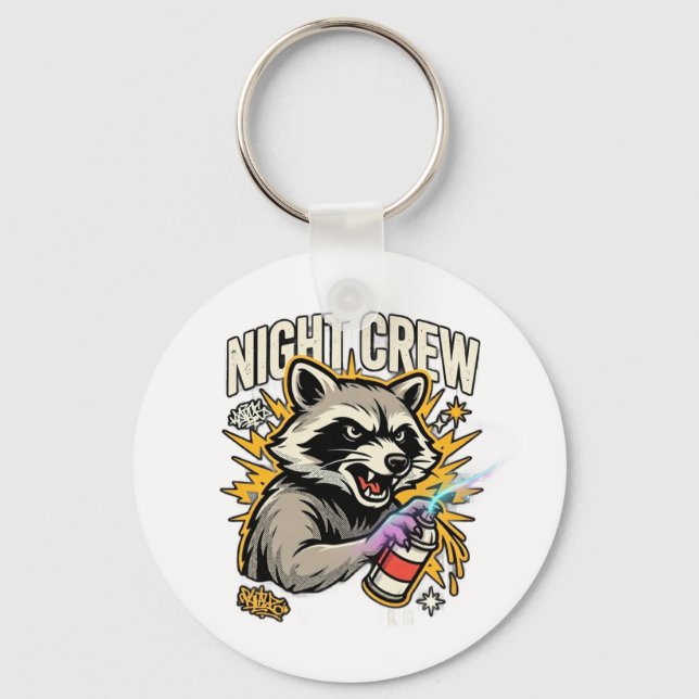 Night Crew Racoon Graffiti T-Shirt Key Ring (Front)