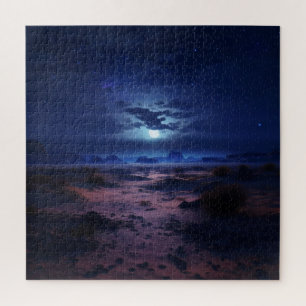 Night Desert Full Moon Jigsaw Puzzle