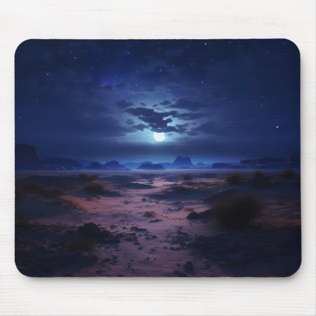 Night Desert Full Moon Mouse Pad (Front)