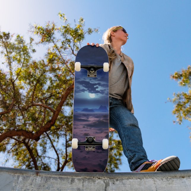 Night Desert Full Moon Skateboard (Outdoor 1)