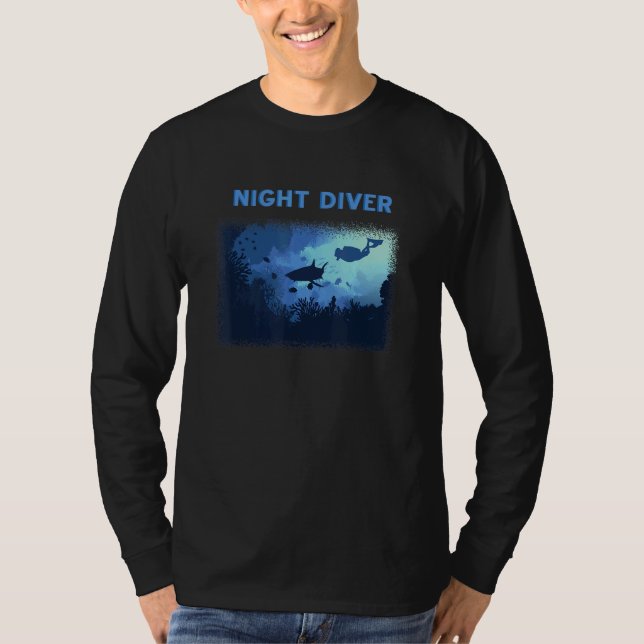 Night Diver Scuba Diving Underwater Snorkel Vacati T-Shirt (Front)