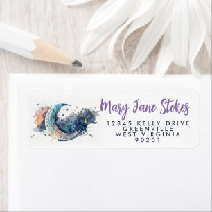 Night envelope RETURN ADDRESS starry sky moon