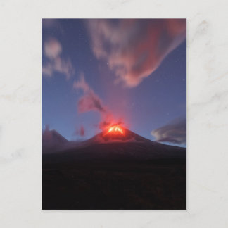 Night eruption Klyuchevskaya Sopka in Kamchatka Postcard
