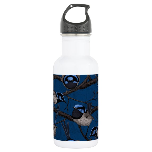 Night fairy wrens 532 ml water bottle (Front)