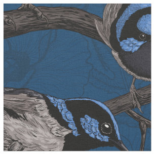 Night fairy wrens fabric