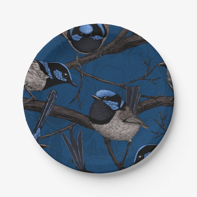 Night fairy wrens paper plate (Front)