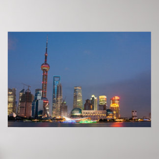 Night falls on Shanghai China Poster