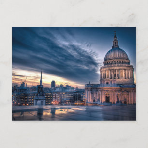 Night falls over St. Paul's Cathedral, London Postcard