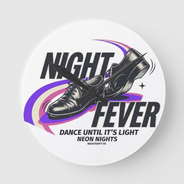 Night Fever Retro Motel Wall Clock (Front)