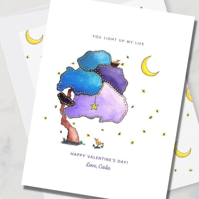 Night Fireflies Cute Valentine Holiday Card (Creator Uploaded)