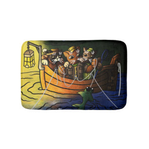 Night Fishing Cats Bath Mat
