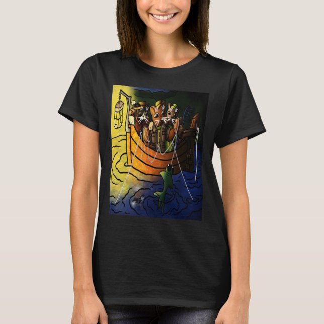 Night Fishing Cats T-Shirt (Front)