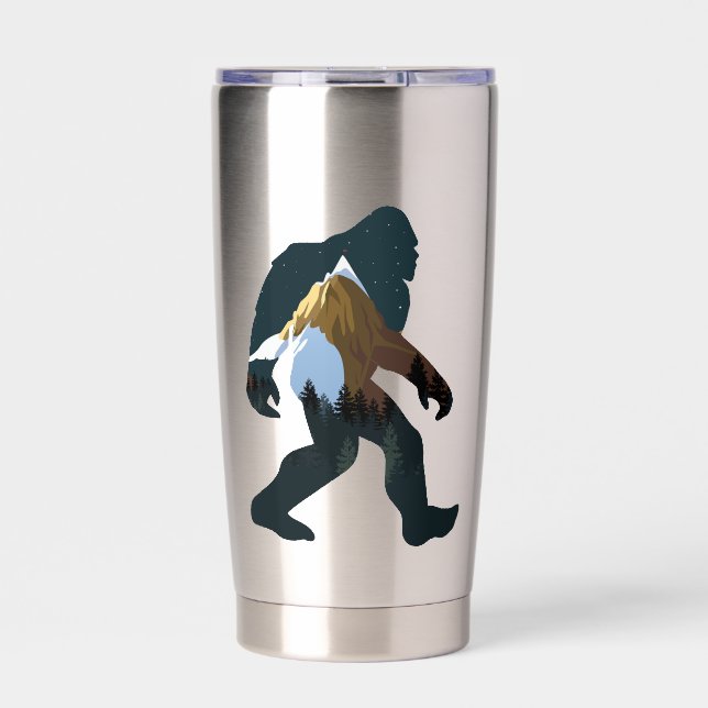 Night Forest Bigfoot Insulated Tumbler (Front)