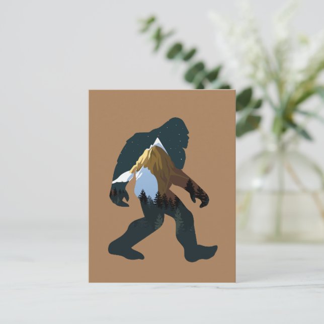 Night Forest Bigfoot Postcard (Standing Front)