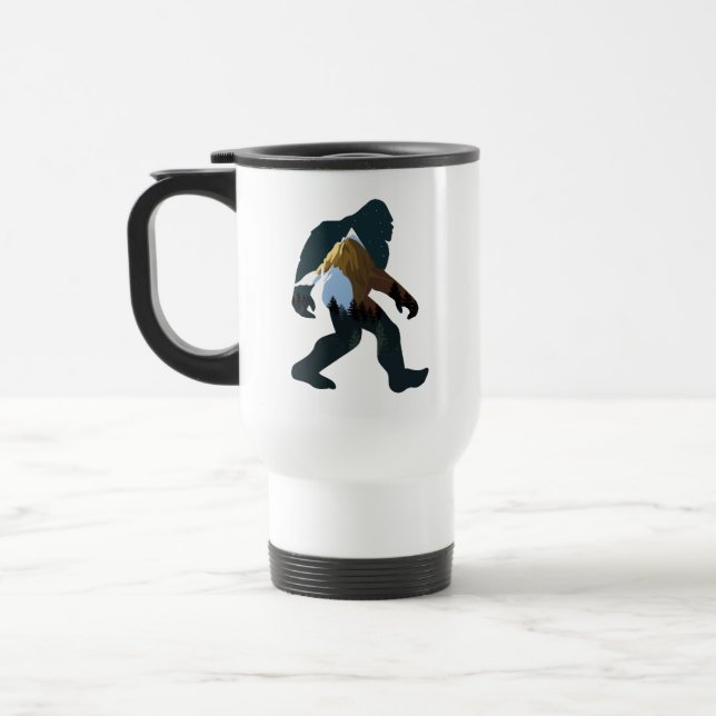 Night Forest Bigfoot Travel Mug (Left)