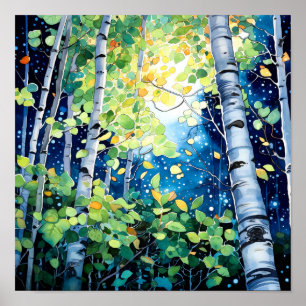 Night Forest Landscape Home Decor Poster