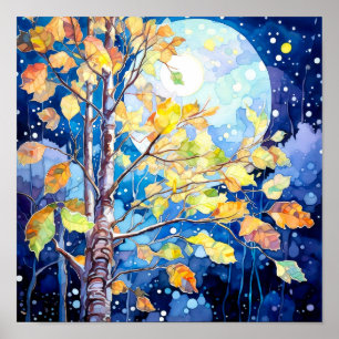 Night Forest Landscape Home Decor Poster