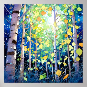 Night Forest Landscape Home Decor Poster