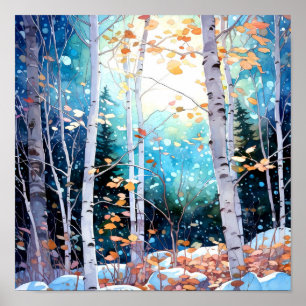 Night Forest Landscape Home Decor Poster