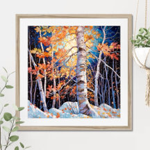 Night Forest Landscape Home Decor Poster