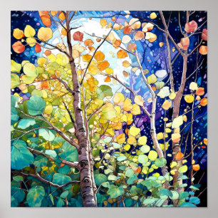 Night Forest Landscape Home Decor Poster