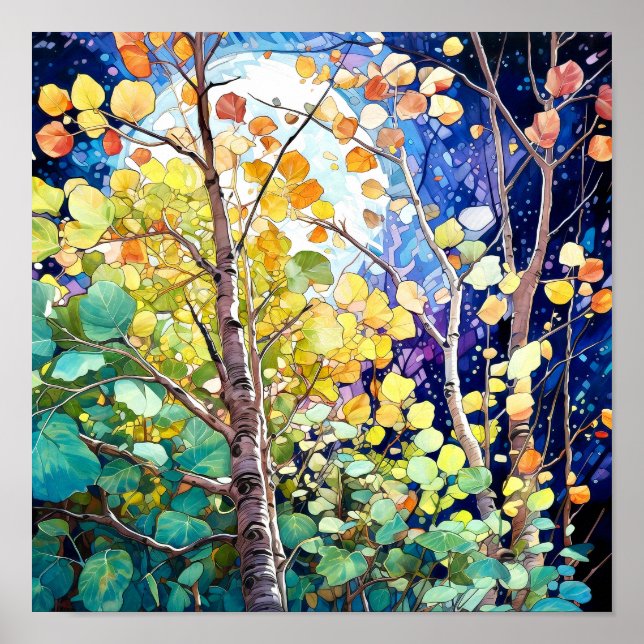 Night Forest Landscape Home Decor Poster (Front)