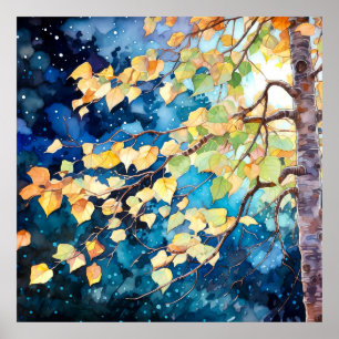 Night Forest Landscape Home Decor Poster