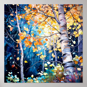 Night Forest Landscape Home Decor Poster