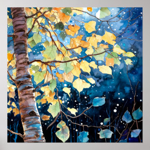 Night Forest Landscape Home Decor Poster