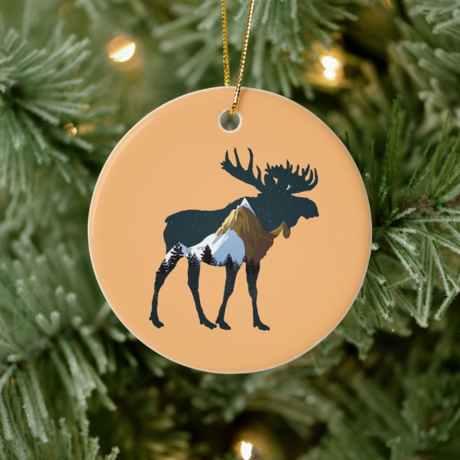 Night Forest Moose      Ceramic Tree Decoration (Tree)
