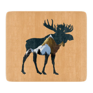 Night Forest Moose Cutting Board