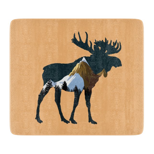 Night Forest Moose Cutting Board (Front)