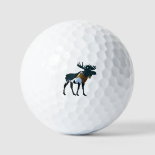 Night Forest Moose Golf Balls